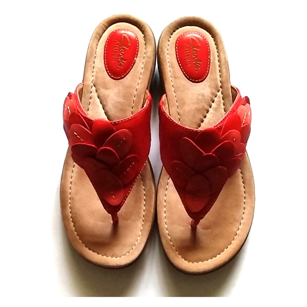 Clarks Women's Red slip on Sandals
